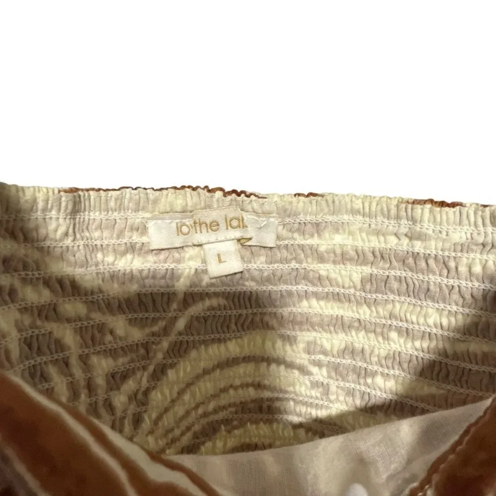 Revolve Anthropologie Love The Label Smocked Puff-Sleeve Brown Zebra Blouse